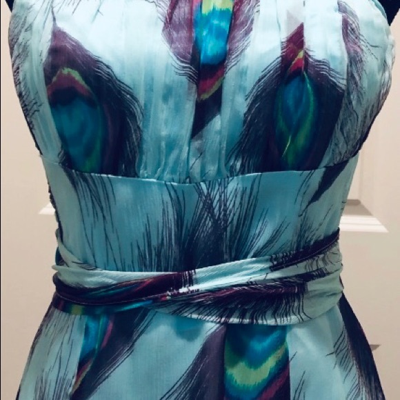 Nanette Lepore Peacock Silk Strapless Dress 👗 8 - Picture 2 of 5